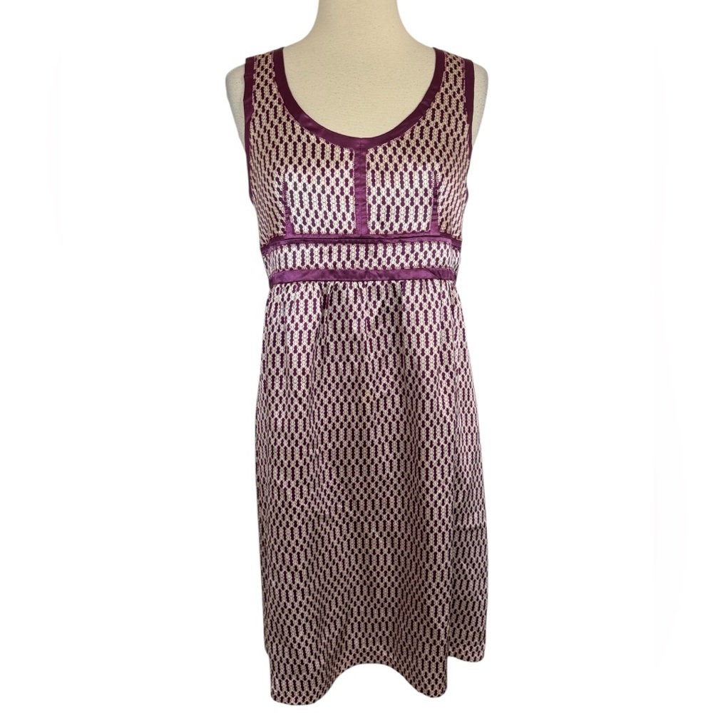 Proenza Schouler Target SZ 9 Silk Pencil Dress Purple Polka Dots Empire Waist‎